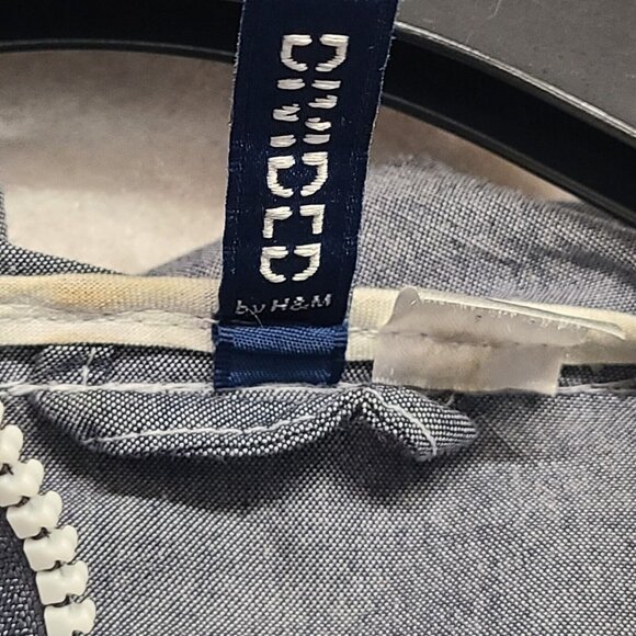 Divided by H&M Jacket  Mens Medium Hooded Chambray Anorak Zip Front Casual - Picture 6 of 7